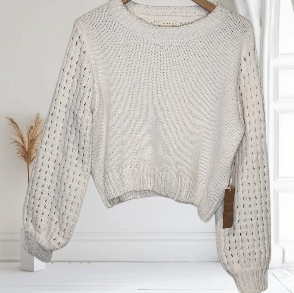 Dreamers By Debut Cream Oversized Round Neck Sweater. NWT. Size L